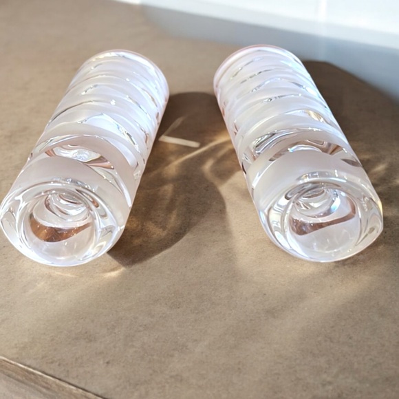 Cristal d’Arques French Lead Crystal Frosted Swirled Candle Holders – Set of 2 - Picture 12 of 16